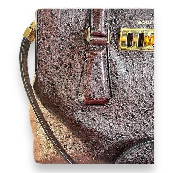 MICHAEL KORS Brown Ostrich Leather Crossbody or Satchel Includes Dust Bag NWOT - Picture 11 of 16